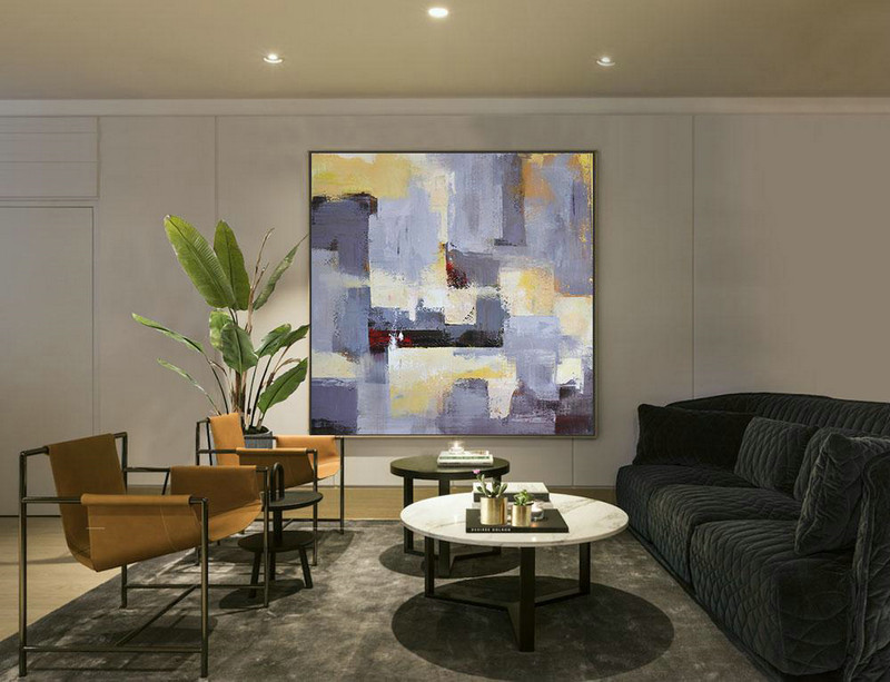 Original Abstract Painting Extra Large Canvas Art,Oversized Palette Knife Painting Contemporary Art On Canvas,Hand Paint Large Clean Modern Art,Grey,Blue,Red,Yellow.etc